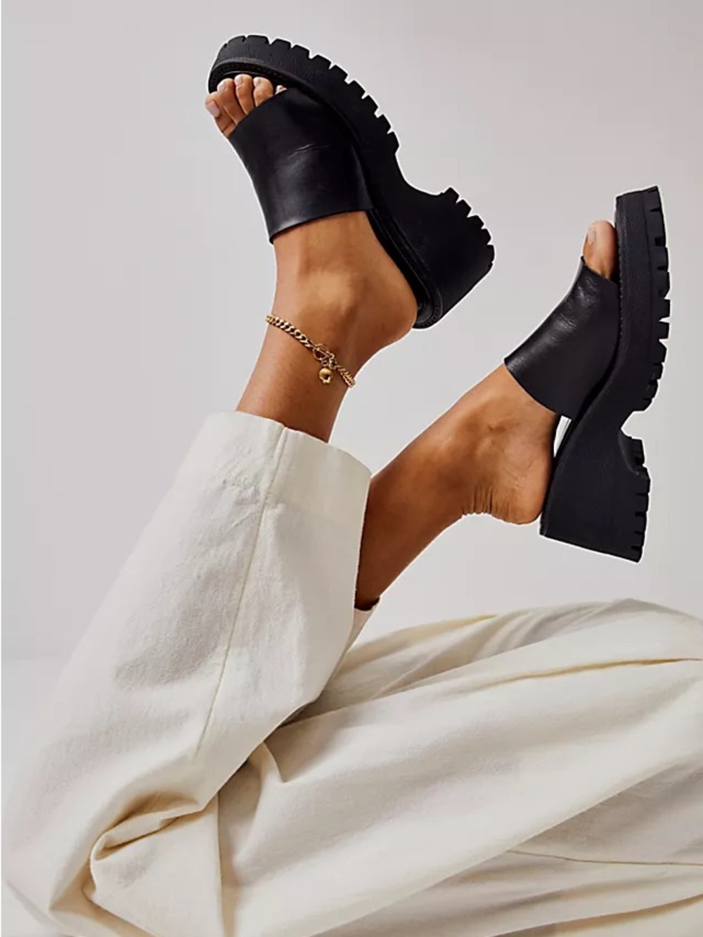 Free People Winona Wedge Platform Sandals Black Size 8
